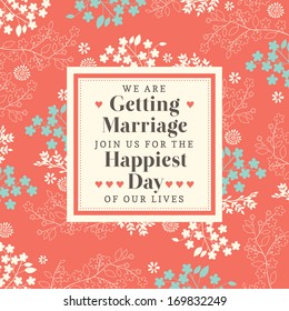 Cute Floral Pattern Wedding invitation template
