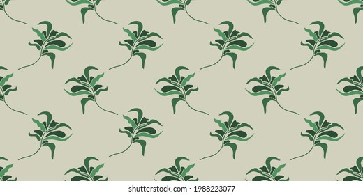 Cute floral, plant vector seamless pattern. Elegant template for fashion prints. Ready to use