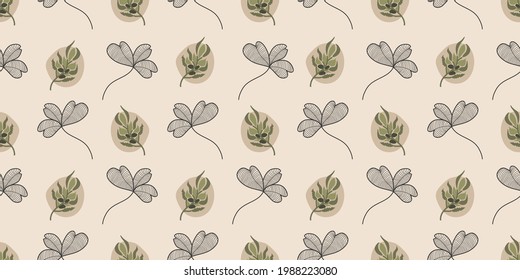 Geräumige, florale, pflanzliche Vektorgrafik nahtlose Muster. Elegante Vorlage für Modedrucke. Fertig