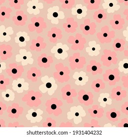 Cute floral print scandinavian . Simple garden flowers in Pastel colors for children's clothing