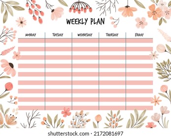 Cute Floral Printable Weekly Plan