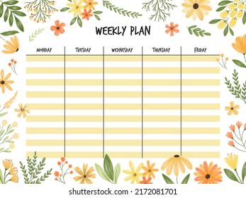 Cute Floral Printable Weekly Plan