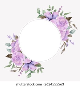 cute floral with purple watercolor frame