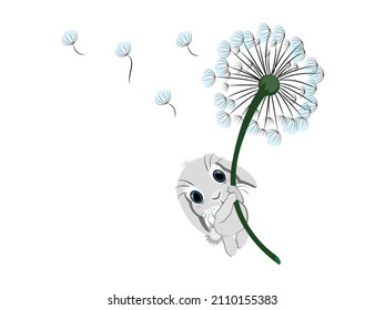 Ilustración del vector de conejo floral. Conejo con flores, retrato animal de conejo de Pascua. Dibujo para niños. decoración para postales, primavera, imágenes prediseñadas