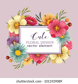 cute floral romantic vector element