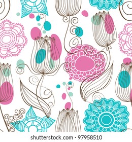 Cute floral seamless pattern