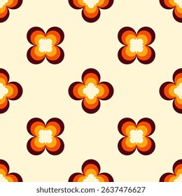 Cute floral seamless pattern in the 70s style. Vintage wallpaper. Abstract vector design.