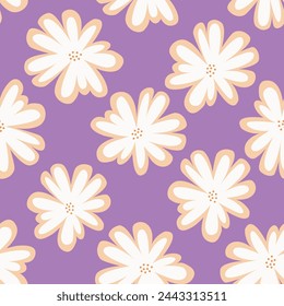 Cute floral seamless pattern with abstract flowers and twigs. Repeat floral pattern on light blue background. Square design. Vector illustration