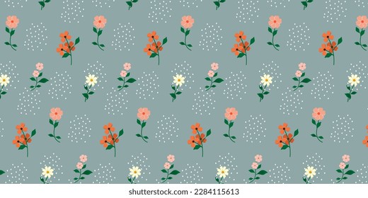 Cute floral seamless pattern. Aesthetic design. Suitable for fabric and label packaging product. Find fill pattern on swatches