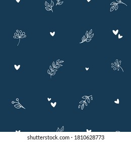 Cute floral seamless pattern. Botanical background for fabric, wrapping paper, textile, wallpaper, apparel, nursery decoration.  