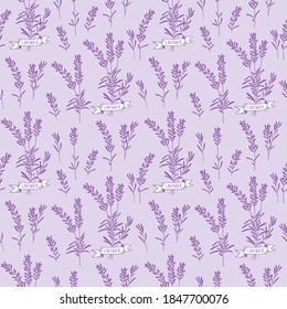 Cute floral seamless pattern with brushes of lavender flowers for textile, wallpapers, gift wrap, covers and scrapbook. Vector.