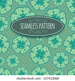 Cute floral seamless pattern. Congratulations frame layout