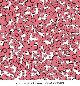 Cute Floral Seamless Pattern Design, Lovely Flower Illustration, Floral Vector Art