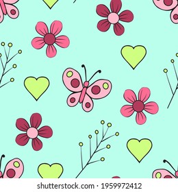 cute floral seamless pattern. doodle style. Vector illustration.