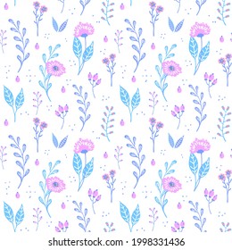 lindo patrón floral sin costura, interminable textura de plantas repetibles en tonos pastel suaves, fondo de ilustración vectorial