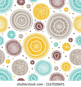 Cute floral seamless pattern with  flower and polka dots. Vintage flowers illustration. Template for fashion prints.