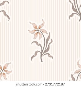 Cute floral seamless pattern. Flower vector illustration background. Print in rustic vintage style, textile or wallpapers.
