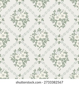 Cute floral seamless pattern. Flower vector illustration background. Print in rustic vintage style, textile or wallpapers.