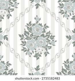 Cute floral seamless pattern. Flower vector illustration background. Print in rustic vintage style, textile or wallpapers.