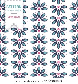 Cute floral seamless pattern with flowers, dots and lines. Minimal flat style native folk illustration for print, textile, design, interior, festival. Summer and spring boho theme