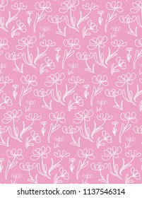 Cute Floral Seamless pattern. flowers on light pink background. Printing with Small-scale  White flowers. Elegant texture for backgrounds. Wallpaper, fabric, paper, cover, textile, weave, wrapping.