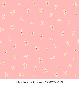 Cute floral seamless pattern with flowers sketches  in minimalistic  style. Flower repeated texture for stylish fabric design or wrapping paper. 
