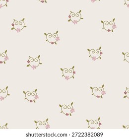Padrão perfeito floral bonito com flores e ramos. Ilustração do vetor de flores silvestres na primavera ou no verão. Modelo elegante para tecido, papel de parede, papelaria, embalagem, cartão e capas de telefone.