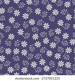 Nettes florales, nahtloses Muster mit Blumen und Zweigen. Wildblumenvektorgrafik im Frühling oder Sommer. Elegante Vorlage für Stoff, Tapete, Schreibwaren, Verpackung, Karte und Telefonhüllen.