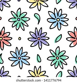Cute floral seamless pattern. Girly vector illustration. 