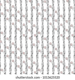 Cute Floral Seamless Pattern with hand drawn doodle flowers and leaves. Delicate romantic background for wallpaper, textile, wrapping paper, invitation cards, nursery, apparel. Vector