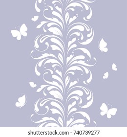 Cute floral seamless pattern. Lacy ornamental border for ribbons, fabric, wrapping, wallpaper, tape. Decorative design element for background and cover.