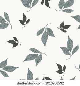 Cute floral seamless pattern with leaves