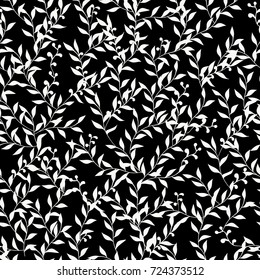 Cute floral seamless pattern with leaves. Floral stylish background