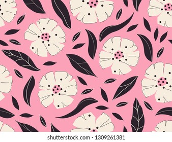 Cute floral seamless pattern. Modern fashionable template for design. 