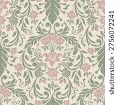 Cute floral seamless pattern on linen texture. Flower vector illustration background. Print in rustic vintage style, textile or wallpapers.