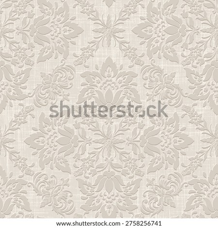 Cute floral seamless pattern on linen texture. Flower vector illustration background. Print in rustic vintage style, textile or wallpapers.