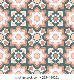 Cute floral seamless pattern with paper cut effect. Art forms are grouped and arranged in a specific order. Vector image for print, textile, packaging, interior design and your other projects.