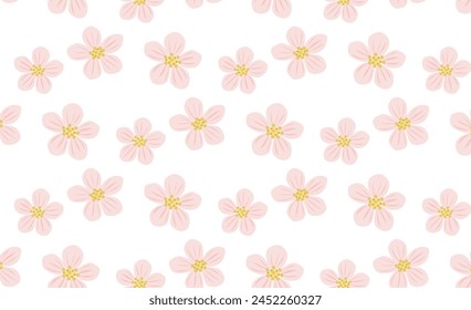 Lindo patrón floral sin costuras con flores de cerezo rosa. Ilustración botánica en estilo plano, Plantilla para tela, textil, envoltura de regalo, papel