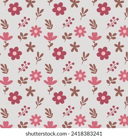 Cute Floral Seamless Pattern, Pretty Flowers Pattern, Vintage Style Background, Flower Graphic Design
