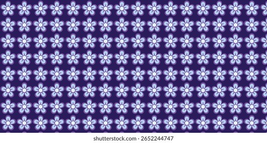 Padrão perfeito floral bonito em roxo, azul e branco