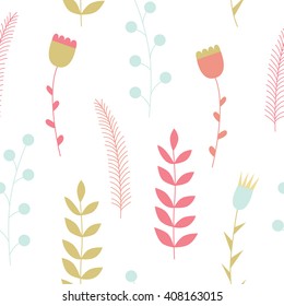 Cute floral seamless pattern in rose and yellow colors