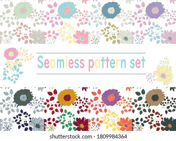 Cute floral seamless pattern set