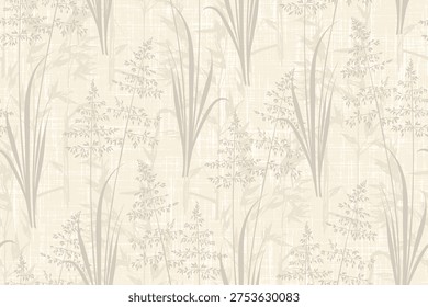 Cute floral seamless pattern with silhouettes of meadow wild herbs flowers. Flower vector illustration background. Print in rustic vintage style, textile or wallpapers.