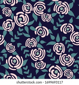Cute floral seamless pattern in the small flowers.  Retro dark simple romantic textile. Pretty plants background. Nature graphic illustration in doodle style.