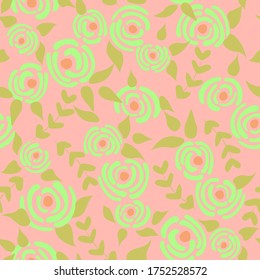 Cute floral seamless pattern in the small flowers.  Cartoon pastel nude simple romantic textile. Pretty plants background. Nature graphic illustration in doodle style.