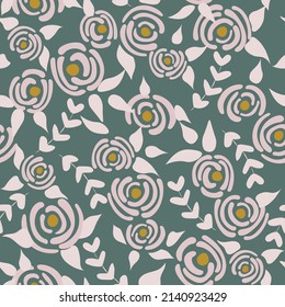 Cute floral seamless pattern in the small flowers.  Bloom grey simple romantic textile. Pretty plants background. Nature graphic illustration in doodle style.