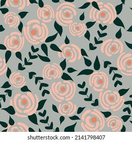 Cute floral seamless pattern in the small flowers.  Abstract grey simple romantic textile. Pretty plants background. Nature graphic illustration in doodle style.