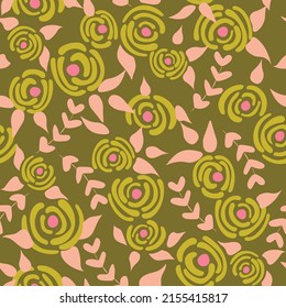 Cute floral seamless pattern in the small flowers.  Spring mustard simple romantic textile. Pretty plants background. Nature graphic illustration in doodle style.