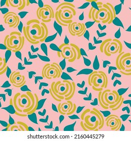 Cute floral seamless pattern in the small flowers.  Vintage nude simple romantic textile. Pretty plants background. Nature graphic illustration in doodle style.