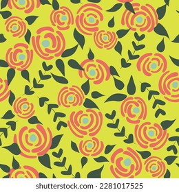 Cute floral seamless pattern in the small flowers.  Retro yellow simple romantic textile. Pretty plants background. Nature graphic illustration in doodle style.
